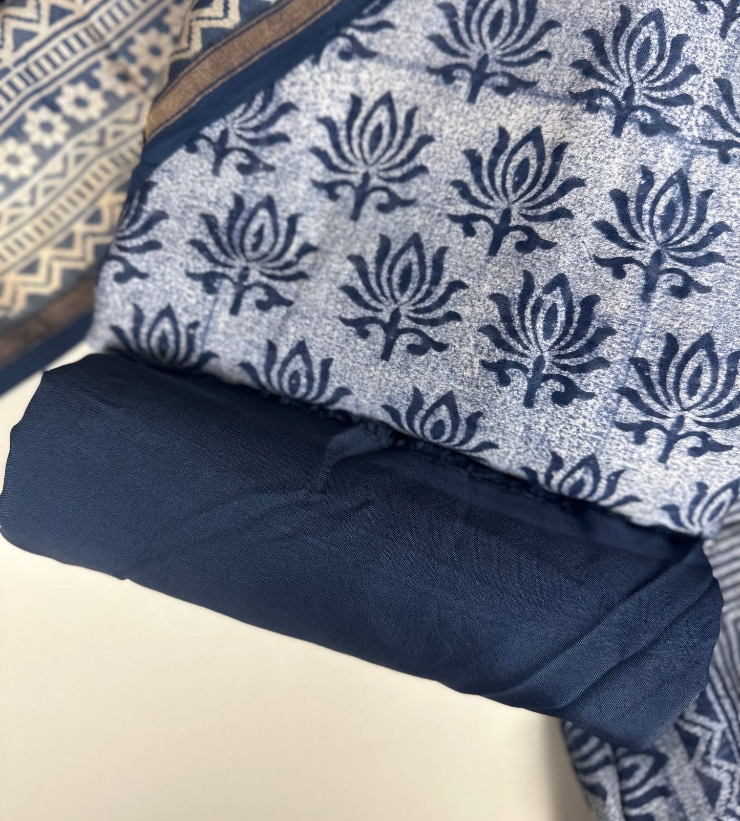 Navy Blue Digital Print Pure Chanderi
