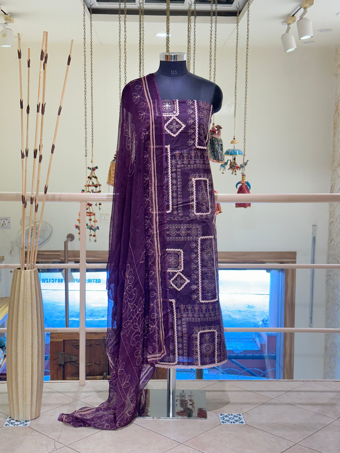 Plum Purple Cotton with Unique Print