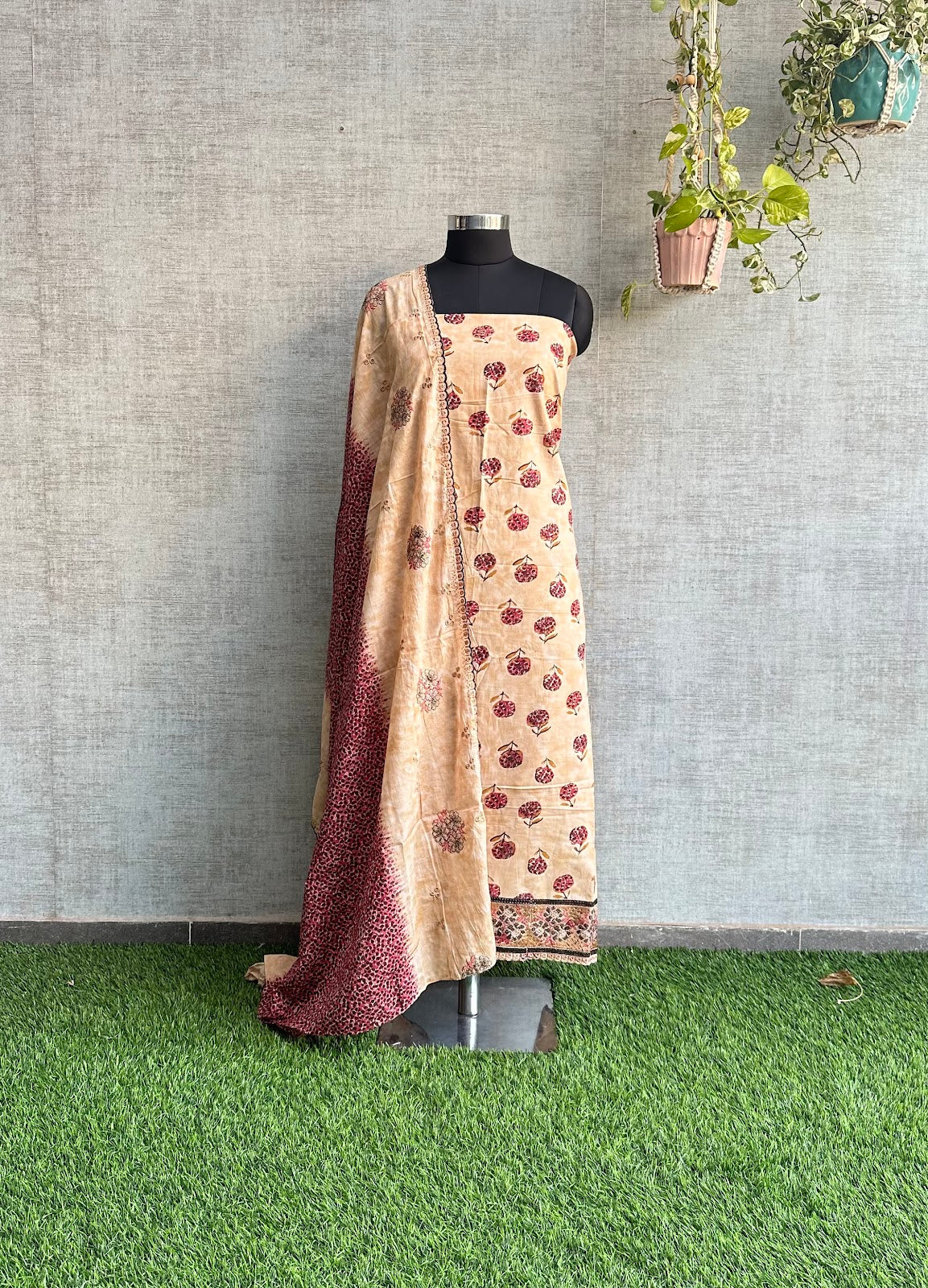 Beige Pure Cotton with Block Print