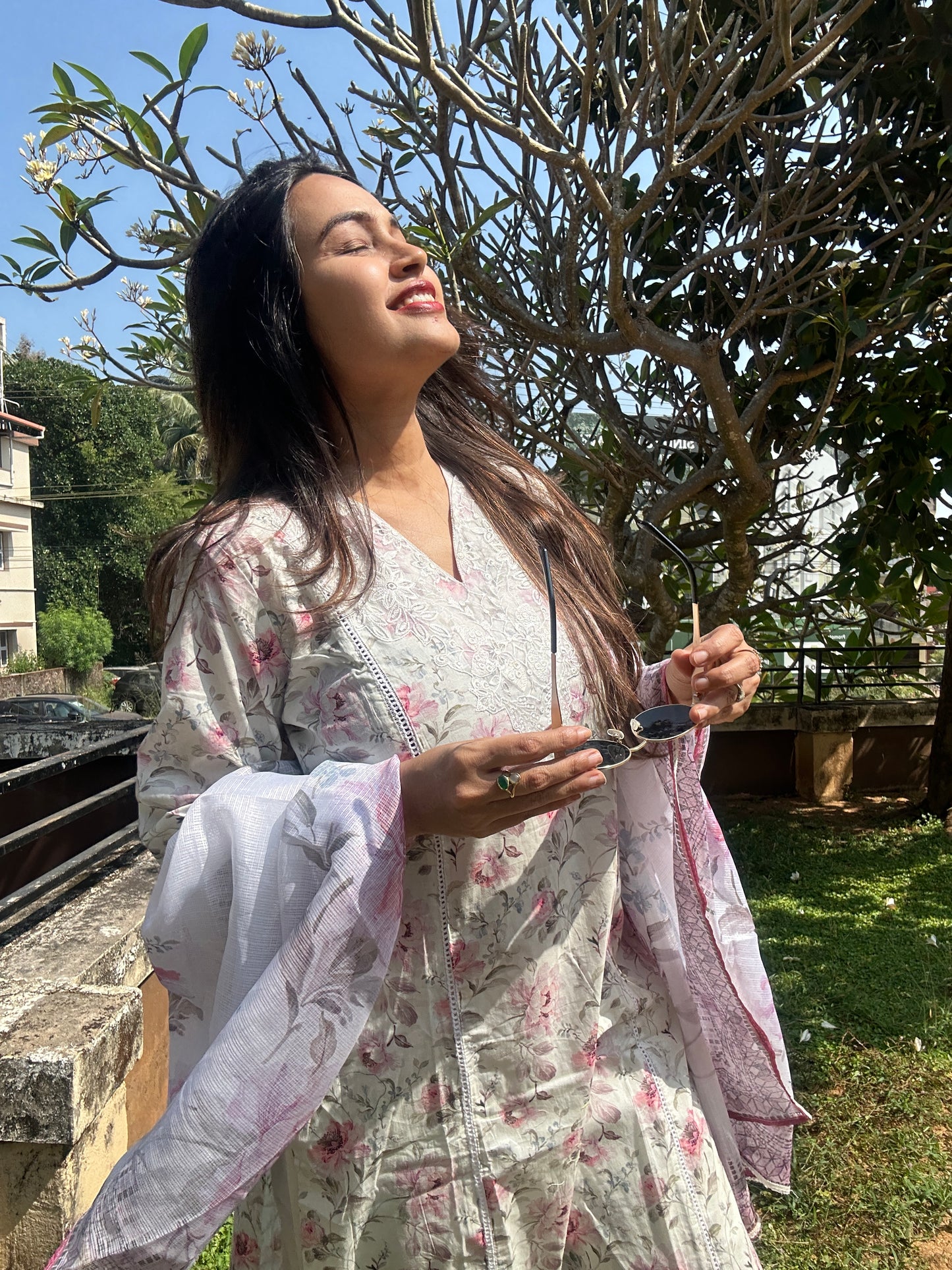 White Floral Cutwork Pakistani Suit