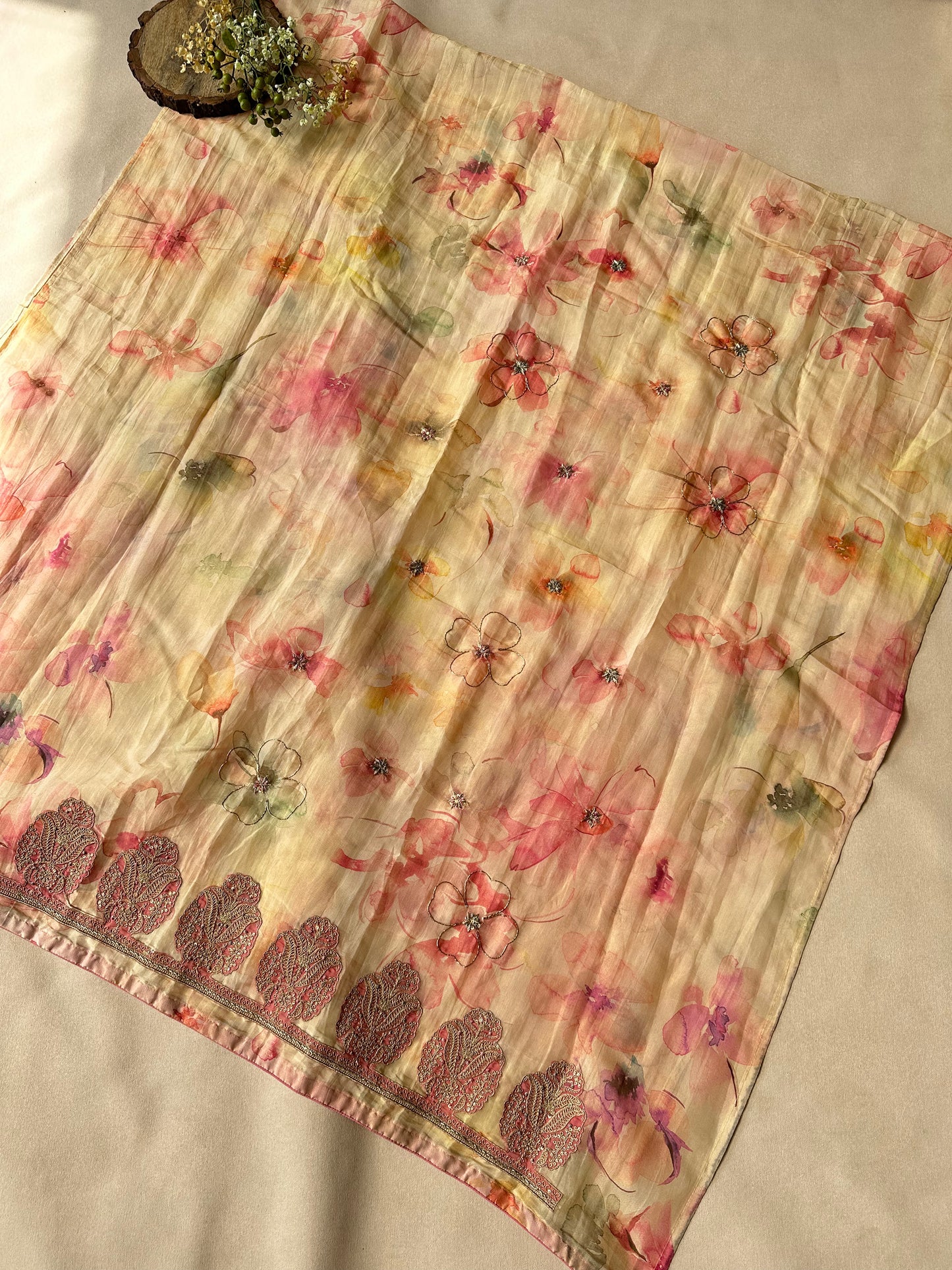 Mellow Yellow Pure Russian Silk with Zari Embroidery