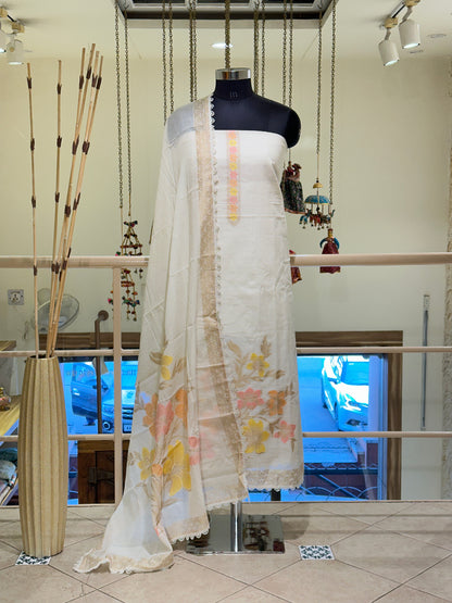 White Cotton with Floral work