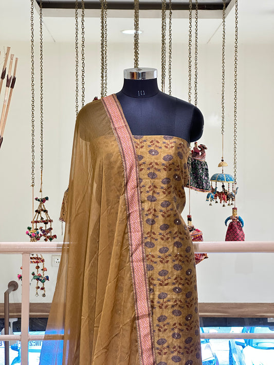 Peanut Brown Modal Cotton with Digital Print