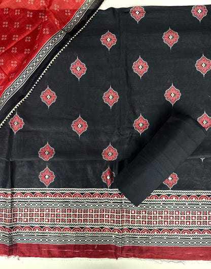 Black Pure Chanderi with Mirror Work
