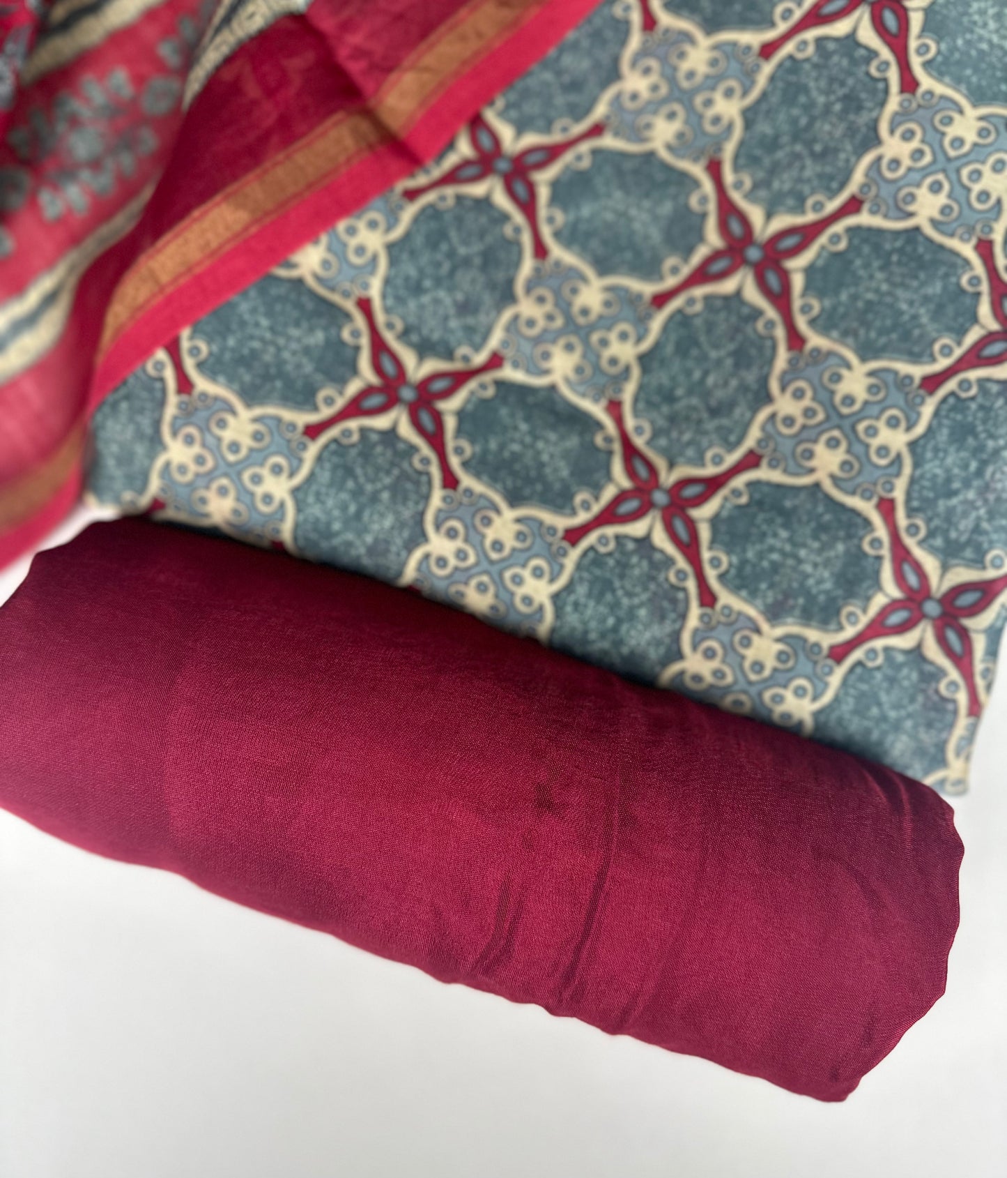 Red and Grey Digital Print Pure Chanderi