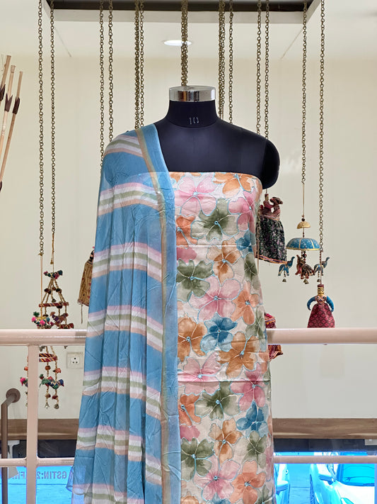 Multi Colour Cotton with Floral Work