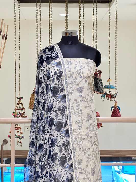 White Cotton with Floral work