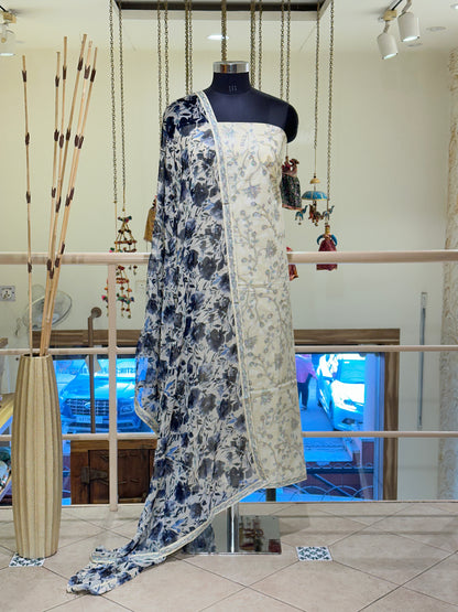 White Cotton with Floral work