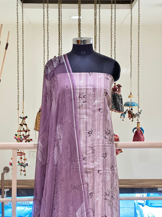Lilac Cotton with Floral Digital Print