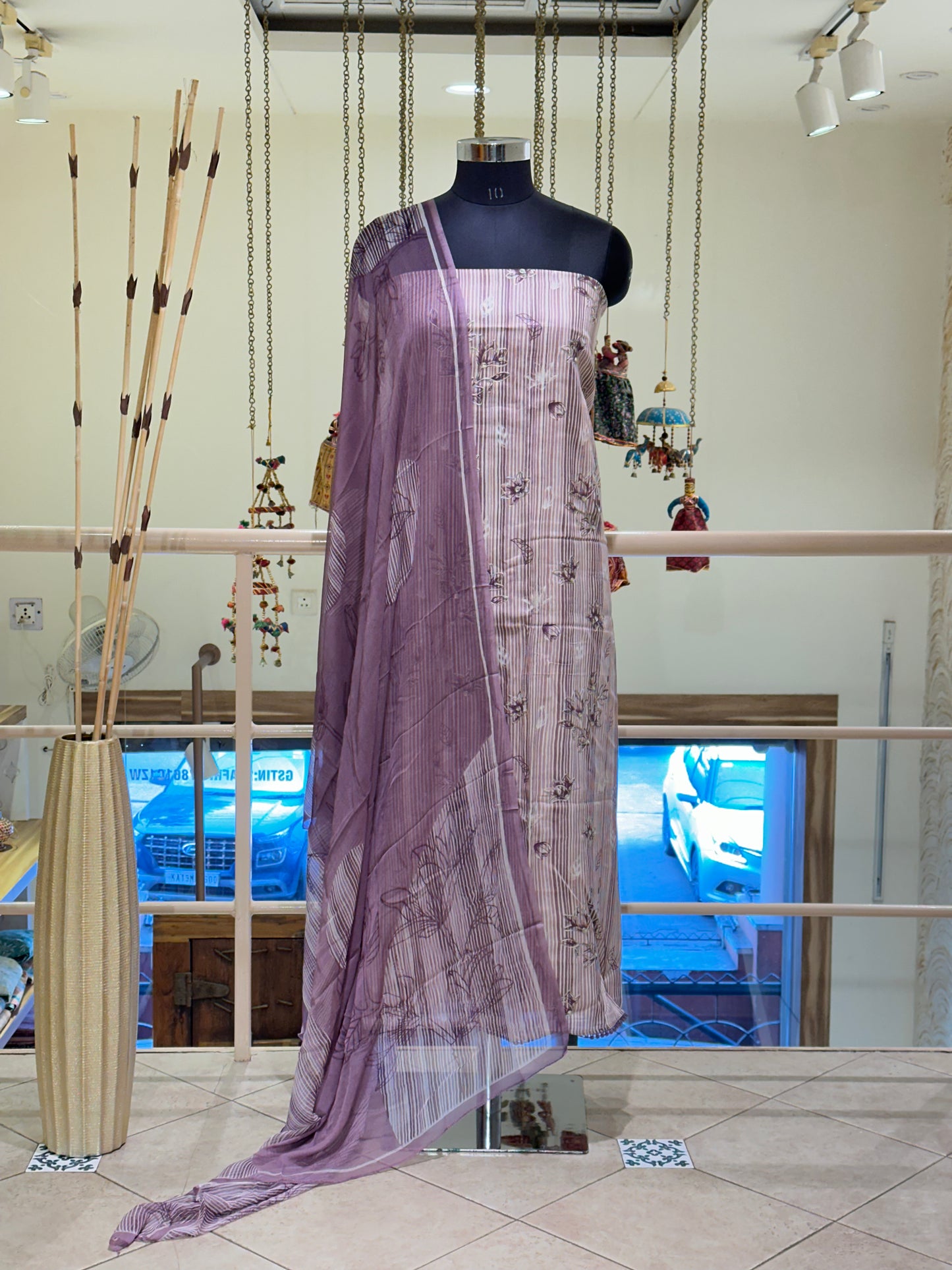 Lilac Cotton with Floral Digital Print