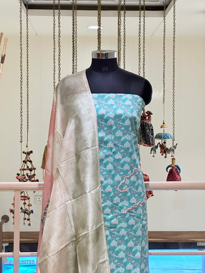 Sky Blue Modal Cotton with Digital Print