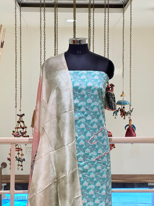 Sky Blue Modal Cotton with Digital Print