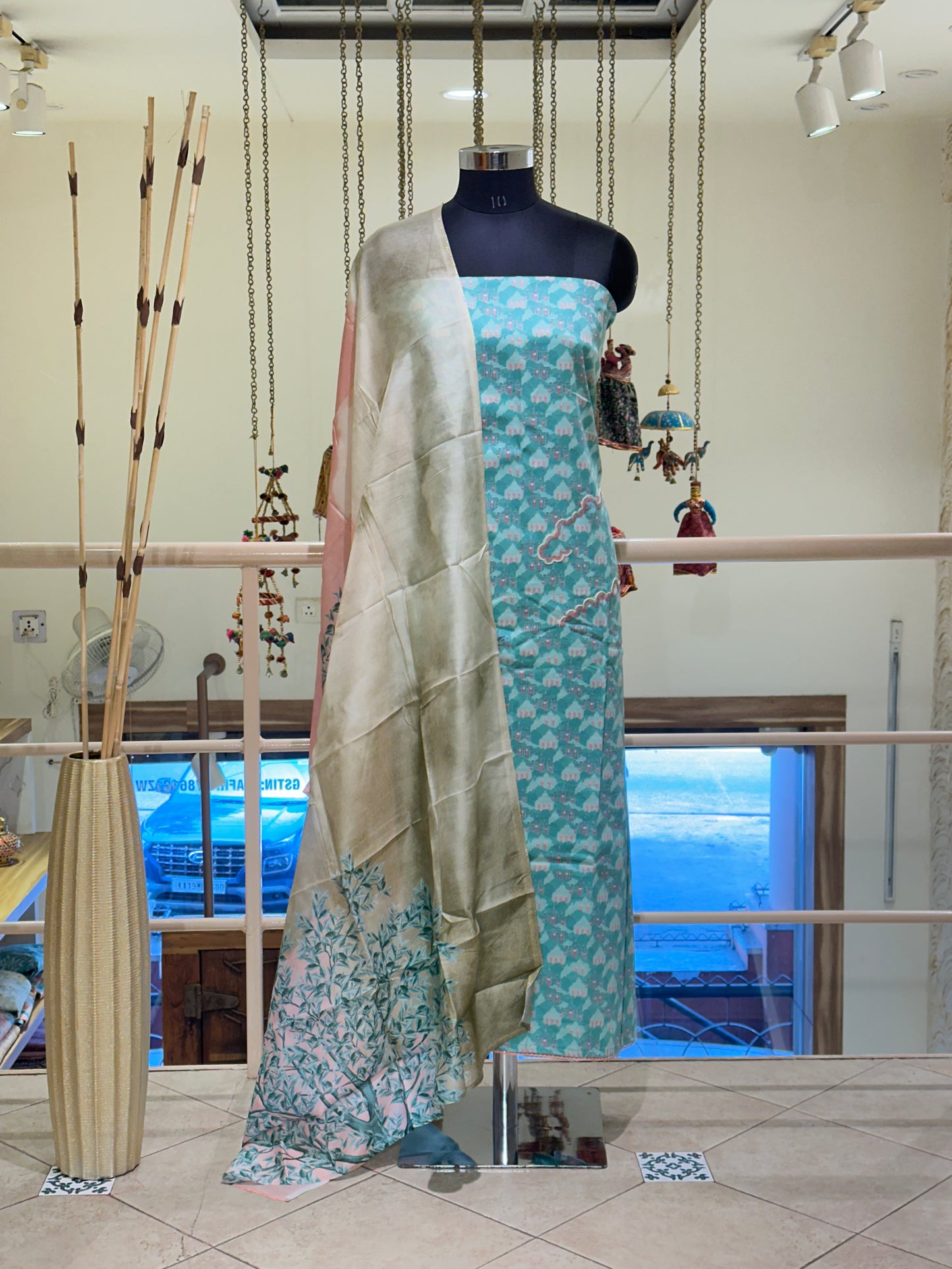 Sky Blue Modal Cotton with Digital Print