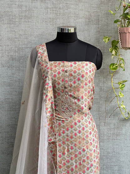 Grey Banaras Silk with Gold Embroidery