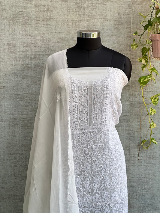 White Organza with Chikankari Embroidery