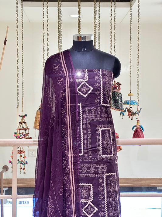 Plum Purple Cotton with Unique Print