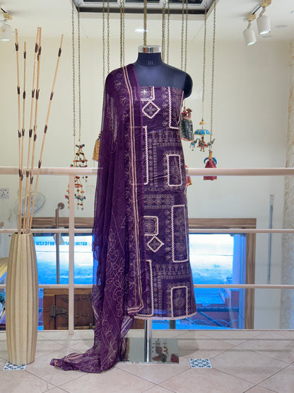 Plum Purple Cotton with Unique Print