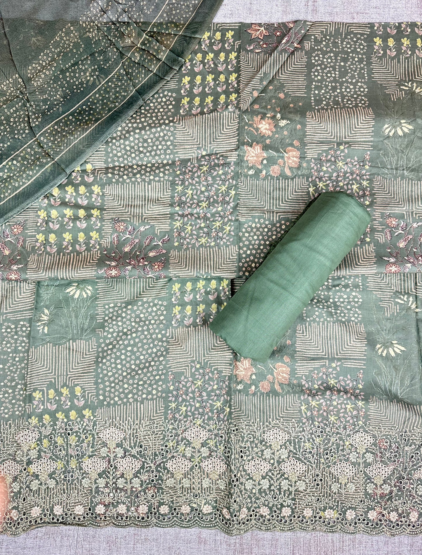 Sage Green Printed Cotton