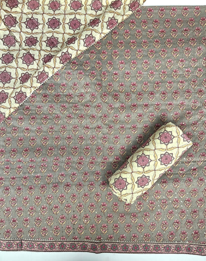 Grey and Pink Jaipur Print Cotton