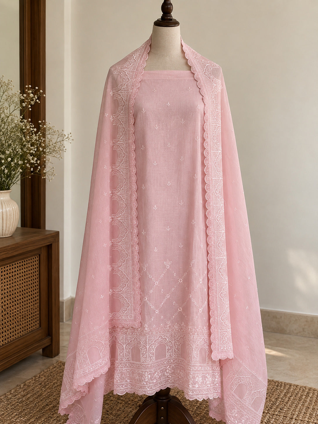 Blush Pink Mul Cotton Suit