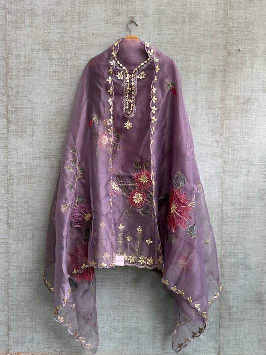 Grape Purple Tissue with Gotapatti Work