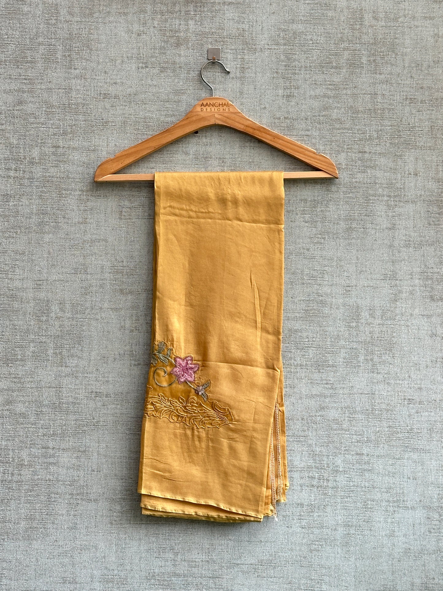 Mustard Yellow Organza with Thread Embroidery