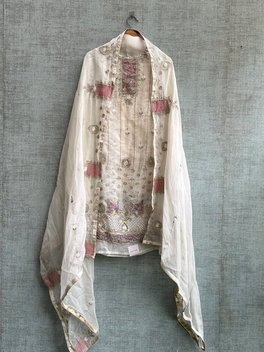 Off-White Organza with Zardosi Work