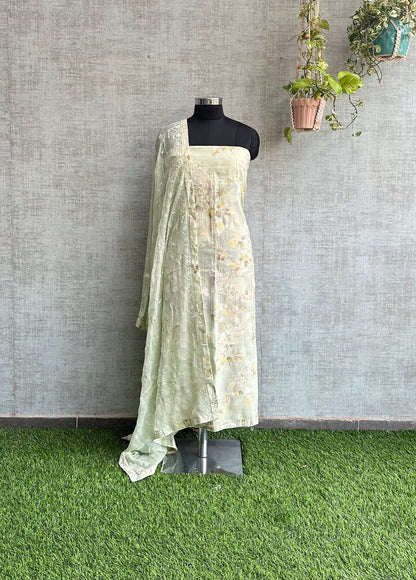 Soft Green Pure Chanderi with Stone Embroidery
