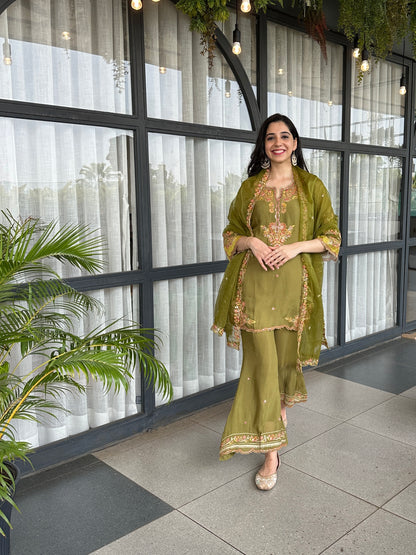 Olive Green Farshi Suit