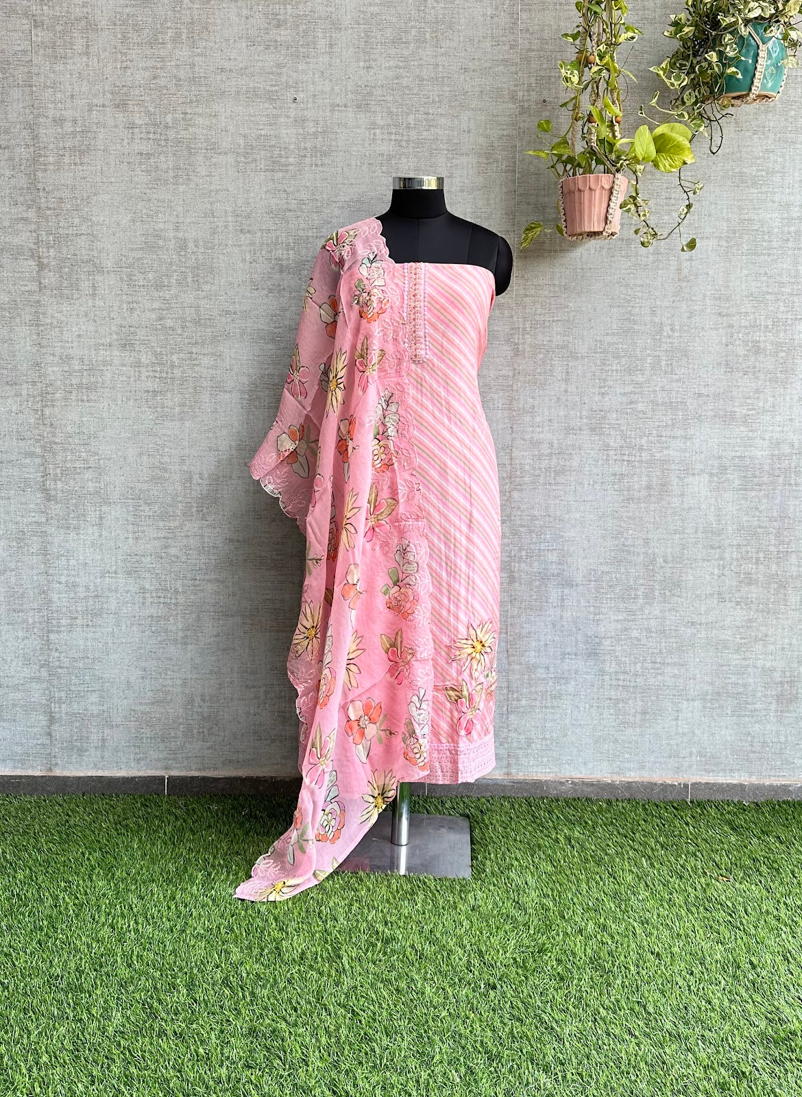 Pink Muslin with Floral Digital Print