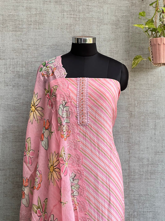 Pink Muslin with Floral Digital Print