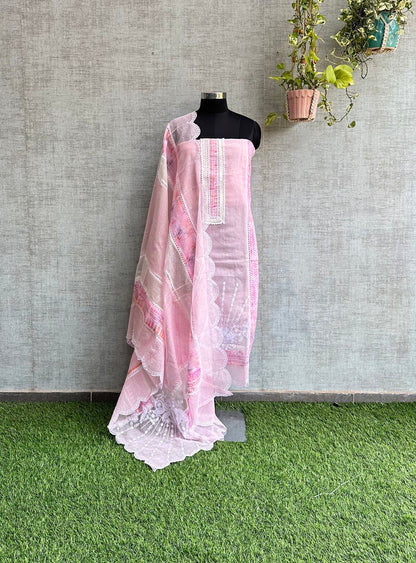 Pink Kota with Cutwork Embroidery