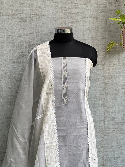 Grey and White Kota with Lacework