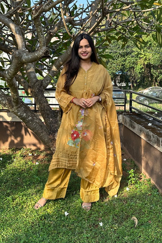 Mustard Organza Suit Set