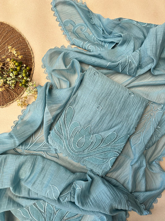 Baby Blue Pure Mul Cotton Salwar Suit