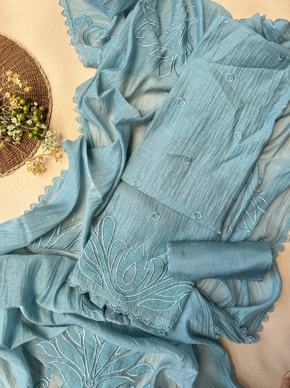 Baby Blue Pure Mul Cotton Salwar Suit