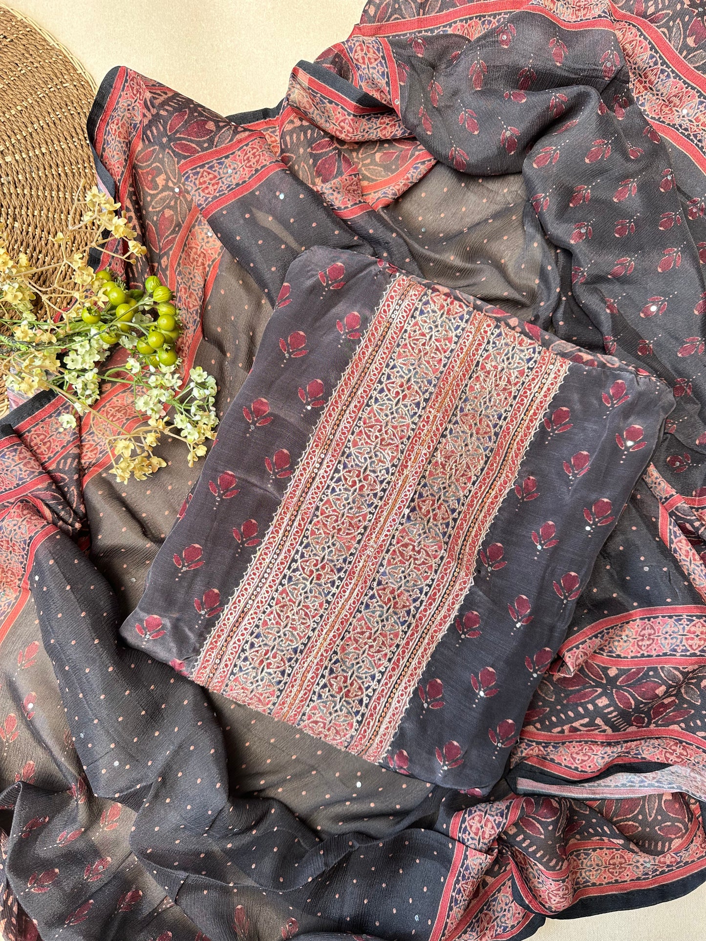 Black Pure Crepe Salwar Suit