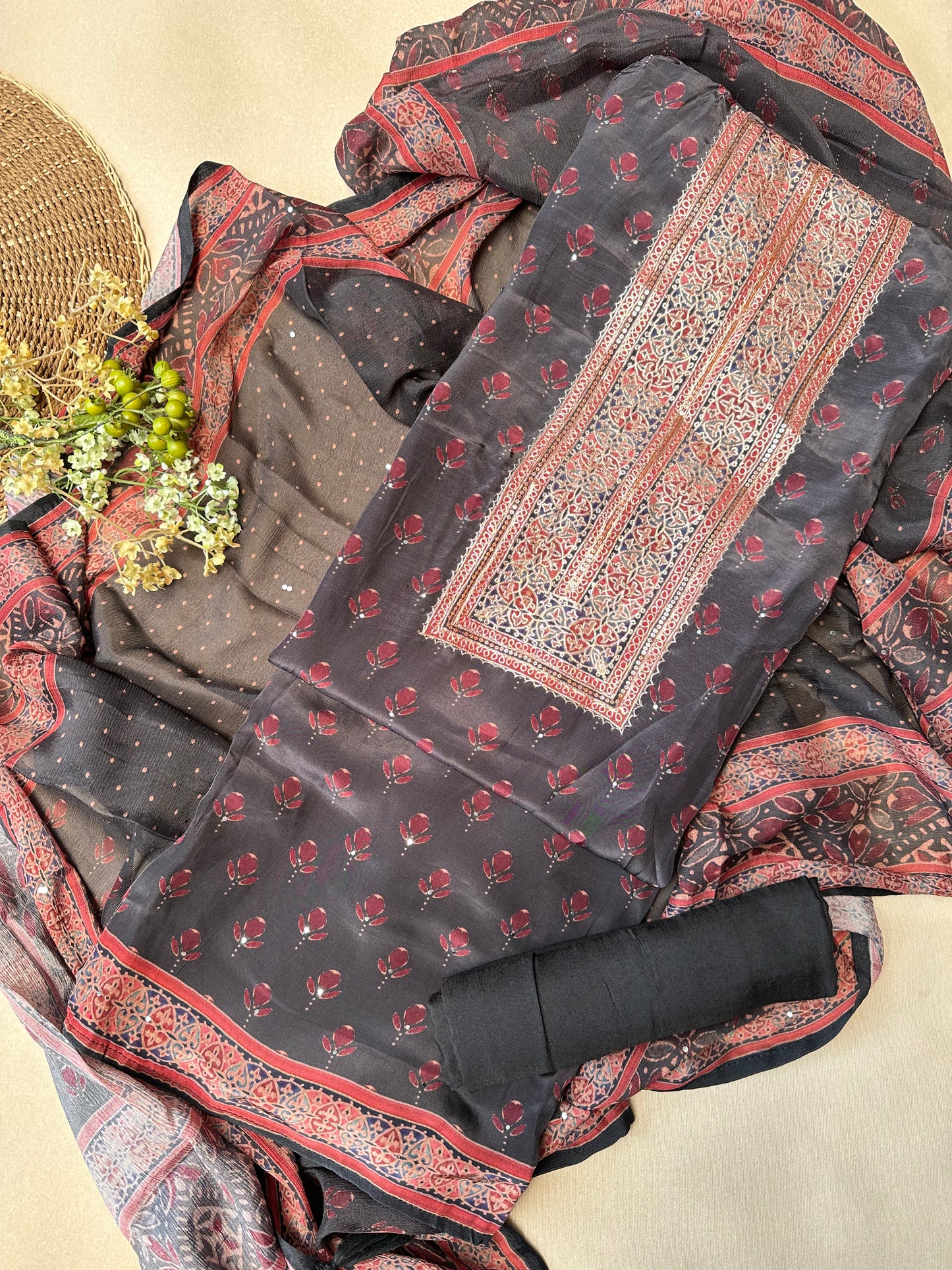 Black Pure Crepe Salwar Suit