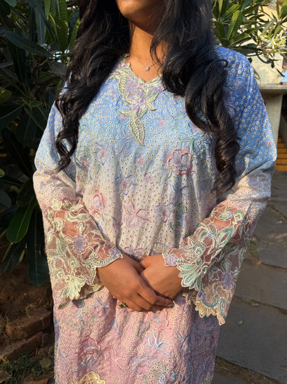 PINK COTTON STRAIGHT KURTA WITH PANT AND DUPATTA