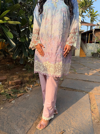 PINK COTTON STRAIGHT KURTA WITH PANT AND DUPATTA