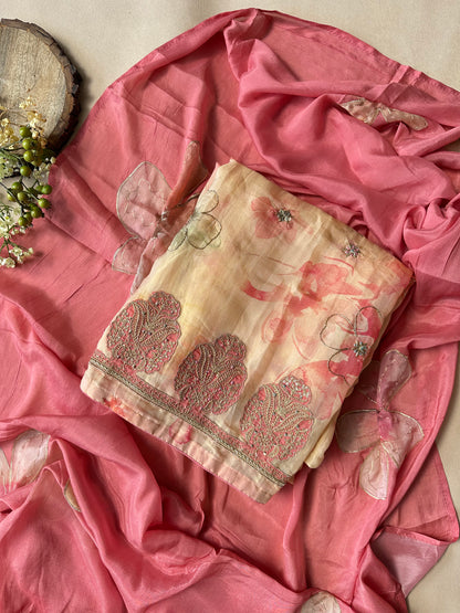 Mellow Yellow Pure Russian Silk with Zari Embroidery