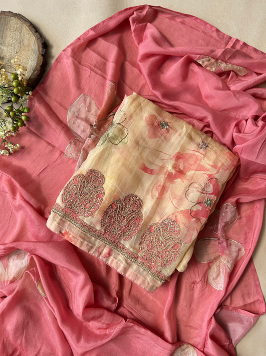 Mellow Yellow Pure Russian Silk with Zari Embroidery