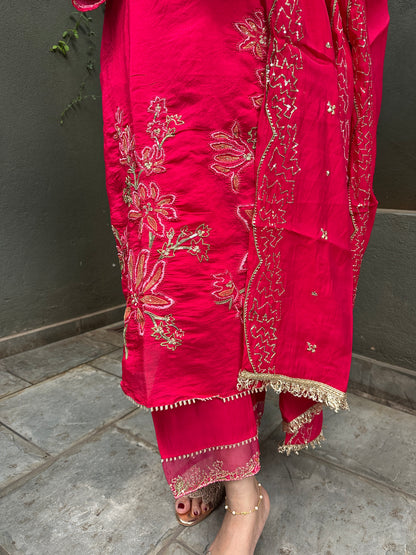 Pink Chanderi Embroidered Pakistani Suit Set